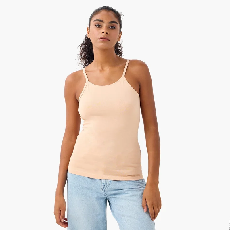 سبلاش فيڤ طقم من قطعتين - بلوزة كاميسول بياقة مستديرة وأشرطة رفيعة